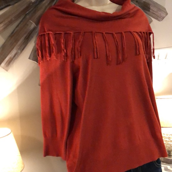 NOTATIONS Orange Cowl-Neck Tasseled Sweater Sz. L - Picture 3 of 5